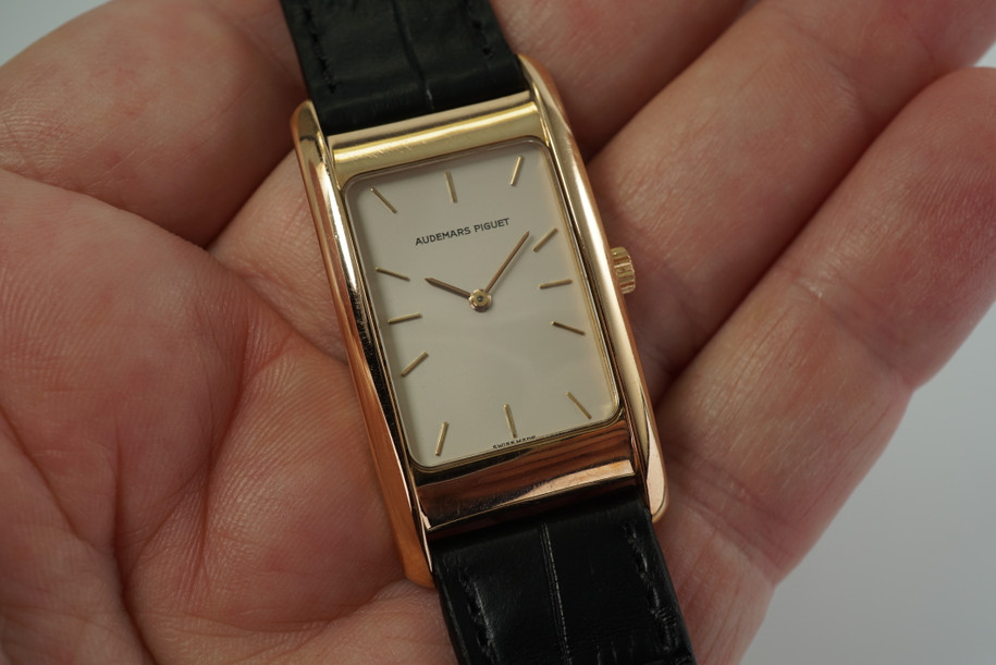 AUDEMARS PIGUET 18K ROSE GOLD RECTANGLE EDWARD PIGUET MECHANICAL WIND C.1990'S