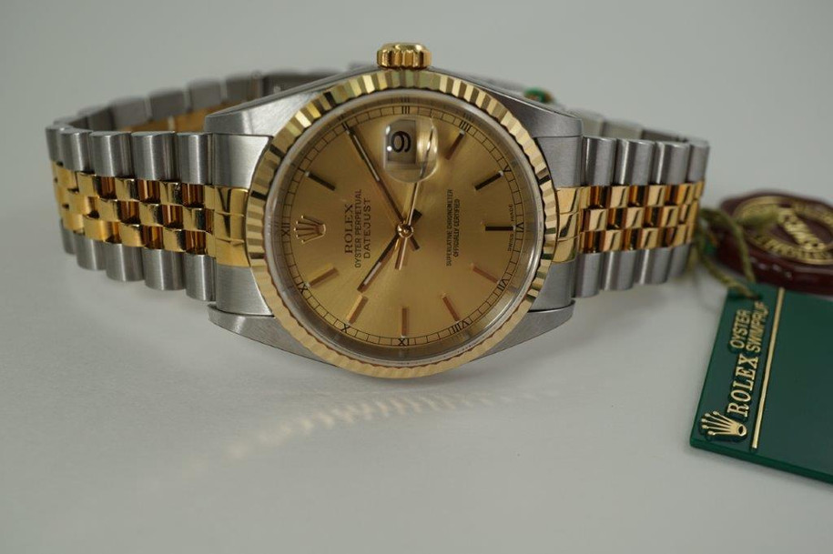 Rolex 16233 Datejust tutone w/ box, papers and tags mint condition c. 2000 pre owned for sale houston fabsuisse