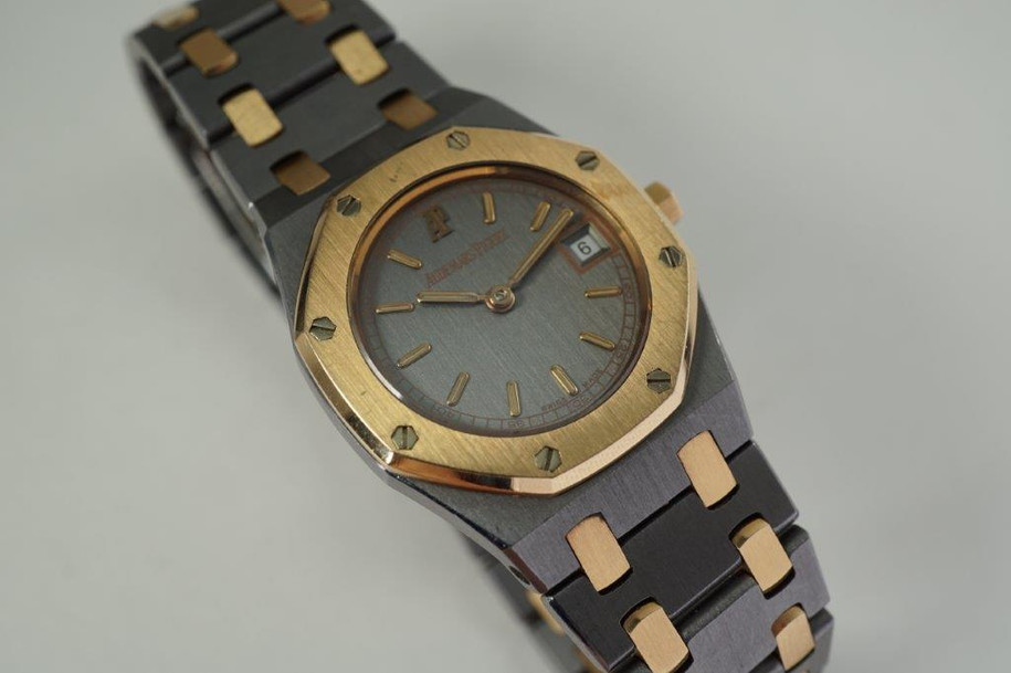 Audemars Piguet Royal Oak date tantalum & rose gold c. 1990's modern quartz pre owned for sale houston fabsuisse