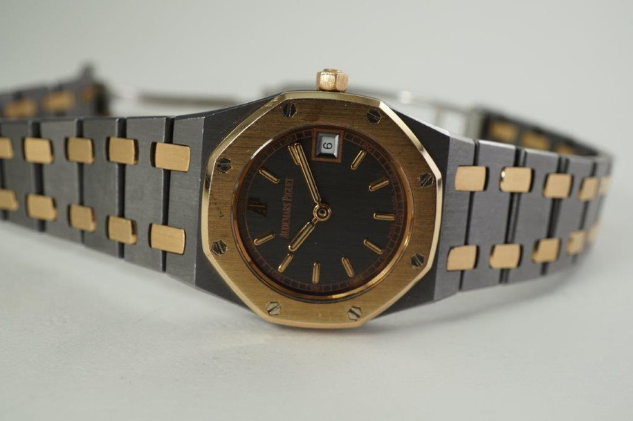 Audemars Piguet Royal Oak date tantalum & rose gold c. 1990's modern quartz pre owned for sale houston fabsuisse