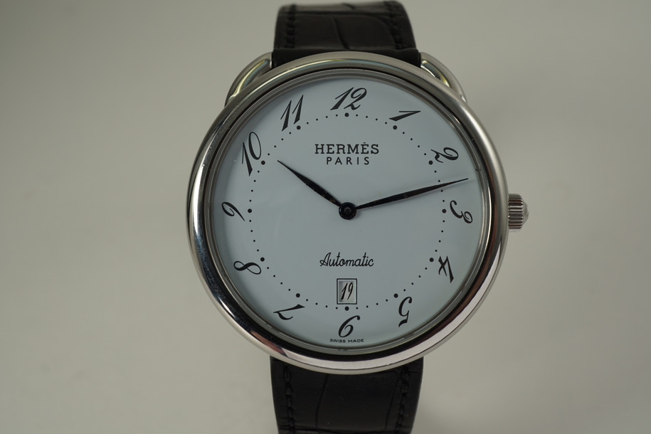 Hermes AR4.810 Arceau stainless steel automatic date circa 2000's modern automatic unisex watch pre owned for sale houston fabsuisse