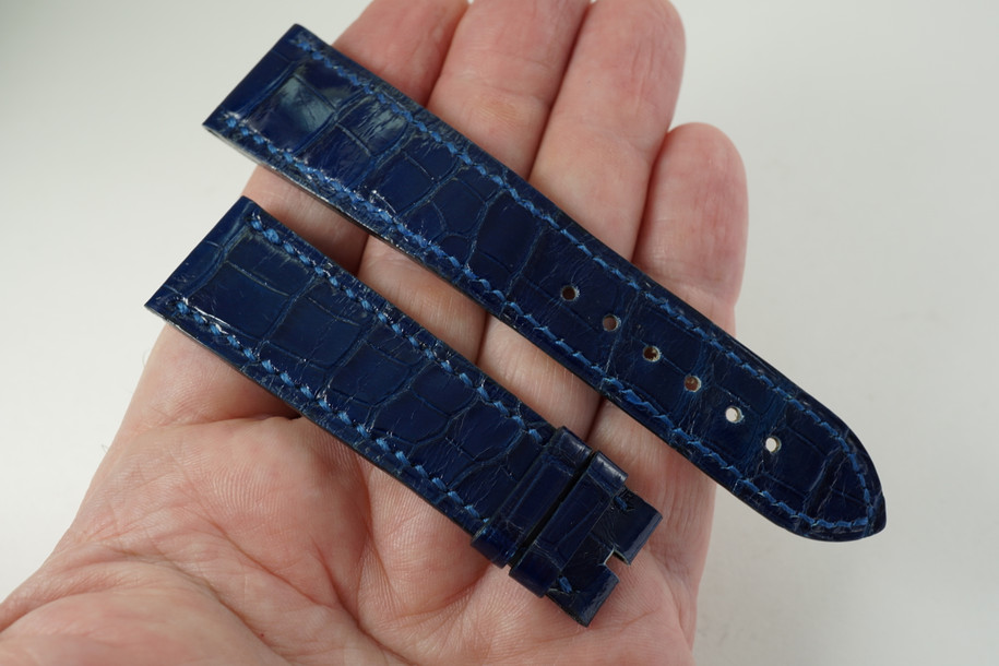 Corum Strap Royal Blue crocodile leather fits 21 mm models mint condition modern for sale houston fabsuisse 