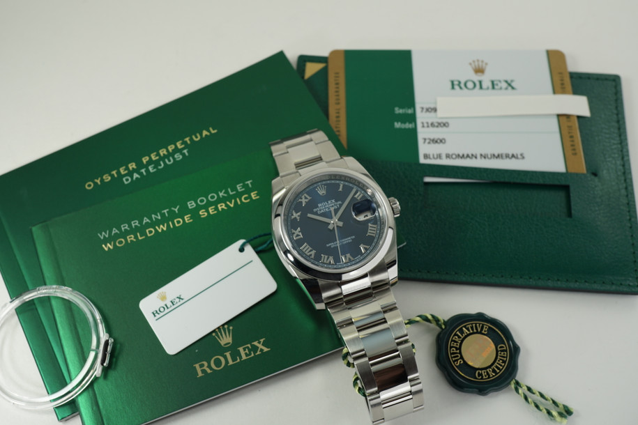 Rolex 116200 Datejust stainless steel w/ box, cards and tags c. 2018 modern pre owned for sale houston fabsuisse