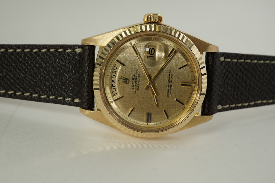 Rolex 1803 Day Date President Head 18k yellow gold dates 1977  automatic pre owned for sale houston fabsuisse