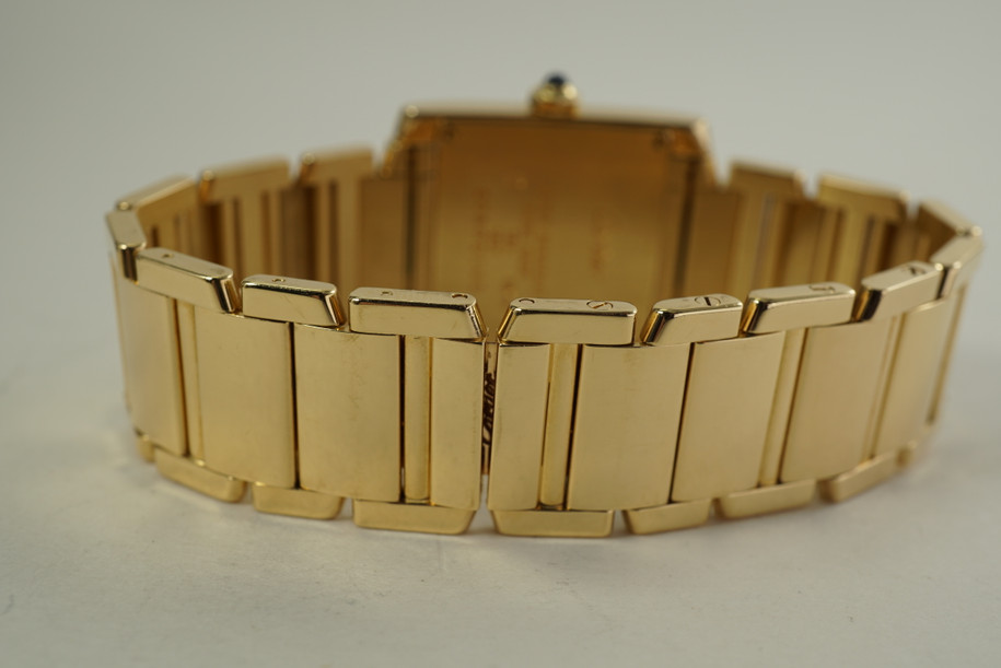 Cartier 1821 Tank Francaise 18k yellow gold medium 25 mm ladies dates 2000's modern pre owned for sale houston fabsuisse