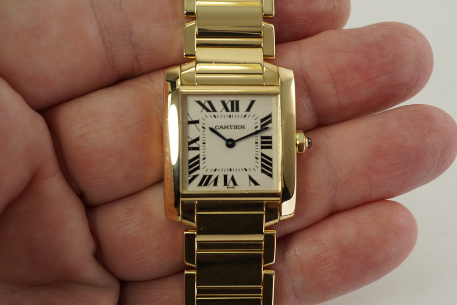 Cartier 1821 Tank Francaise 18k yellow gold medium 25 mm ladies dates 2000's