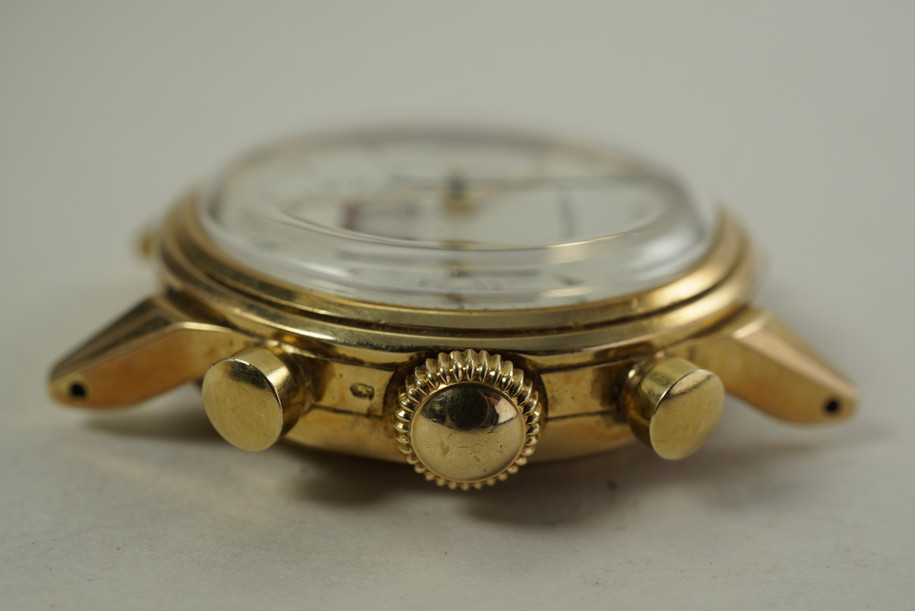 Movado 49038 Chronograph 14k yellow gold mint case dates 1954 vintage pre owned for sale houston fabsuisse