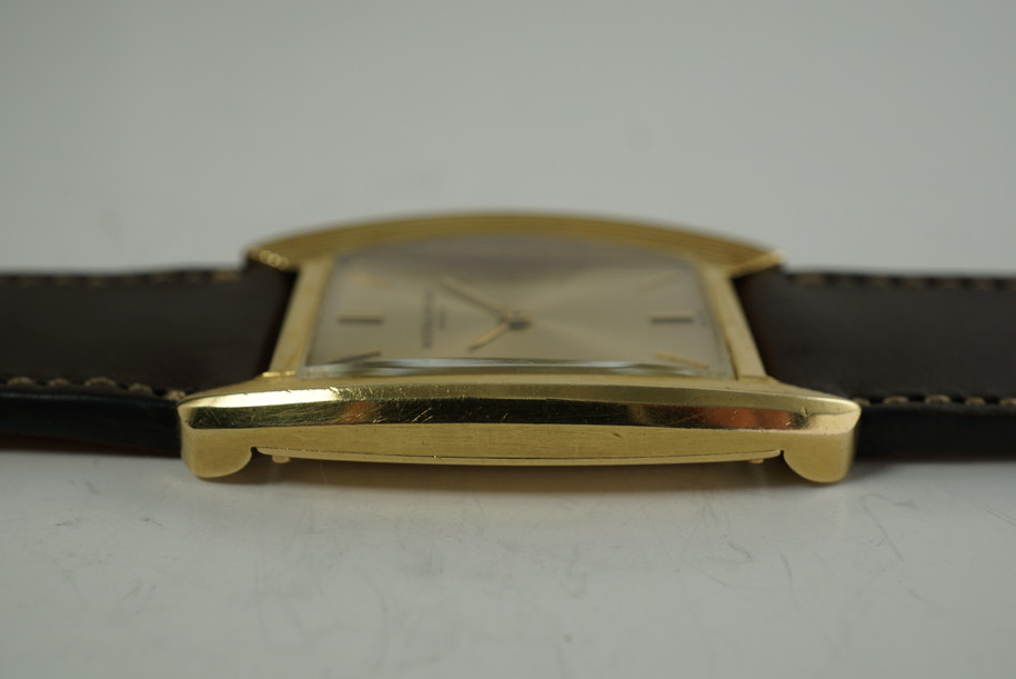 Vacheron Constantin 6891 Tonneau Shaped Watch 18k  yellow gold c. 1960-70's vintage pre-owned for sale houston fabsuisse