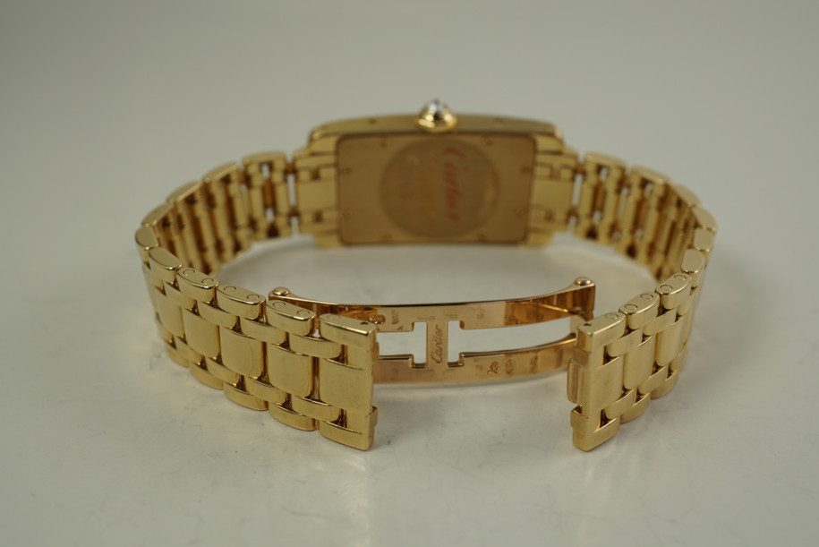 Cartier 1710 Tank Americaine 18k yellow gold ladies w/ factory diamonds c. 2000's modern pre owned for sale houston fabsuisse