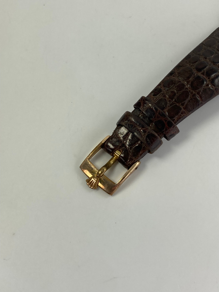 Rolex 4017 Cellini Asymmetrical original strap & buckle c. 1975 18k yellow gold pre owned for sale houston fabsuisse