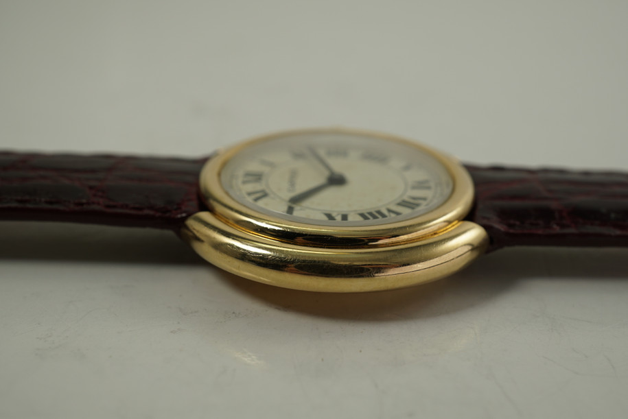 Cartier Vendome rare automatic 18k yellow gold man's model dates 1970's vintage pre owned for sale houston fabsuisse