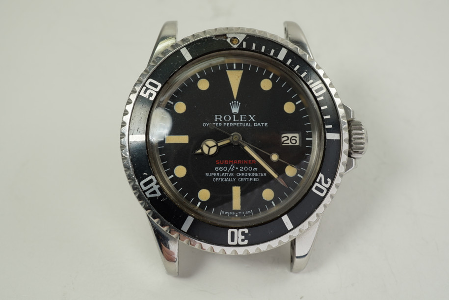 Rolex 1680 Red Submariner stainless steel dates 1970 vintage rare original dial pre owned for sale houston fabsuisse