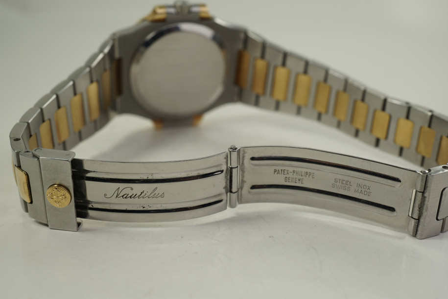 Patek Philippe 3800/1 Nautilus stainless steel & 18k yellow gold c. 1980's pre owned for sale houston fabsuisse
