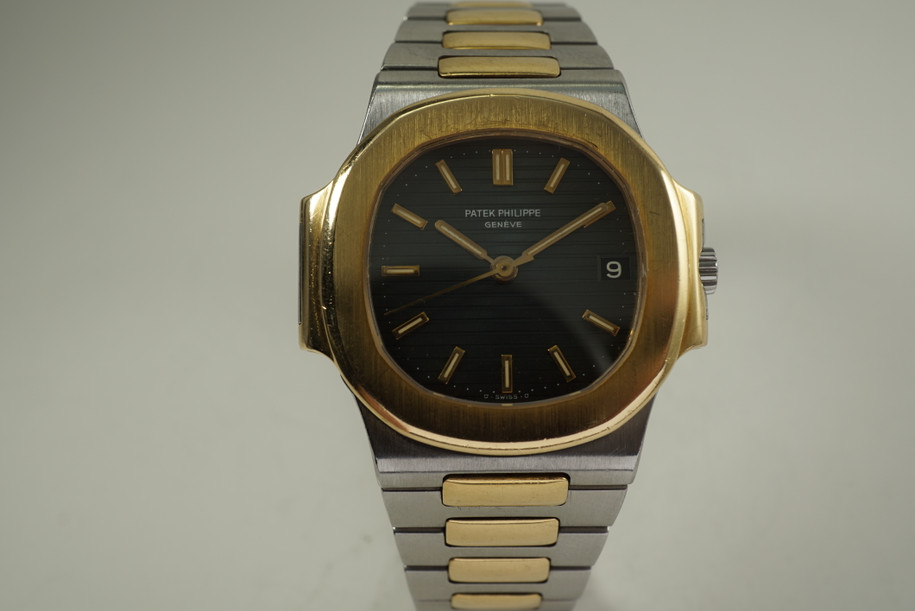 Patek Philippe 3800/1 Nautilus stainless steel & 18k yellow gold c. 1980's pre owned for sale houston fabsuisse