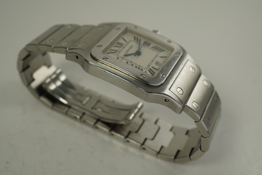 Cartier 2423 Santos Galbee ladies automatic date c. 2000's modern for sale houston fabsuisse