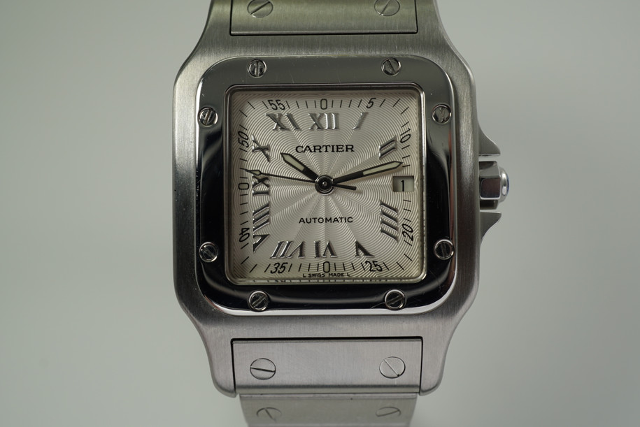 Cartier 2319 Santos Galbee steel automatic date c. 2000 pre owned for sale houston fabsuisse