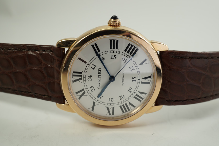  Cartier W2RN0008 Ronde Solo 18k rose gold automatic c. 2018 modern all original pre owned for sale houston fabsuisse