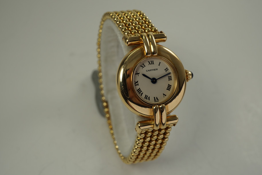 Cartier 1980 Collisee 18k yellow gold w/ beaded bracelet c. 1990's modern pre owned for sale houston fabsuisse