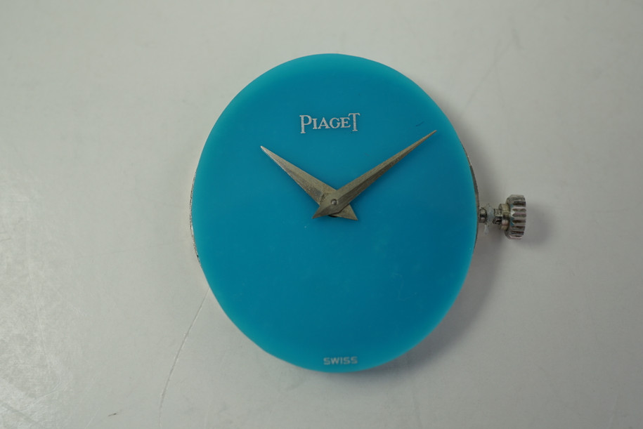 Paiget 9821 Ladies Bracelet Watch 18k white gold c. 1990's turquoise dial modern all original for sale houston fabsuisse