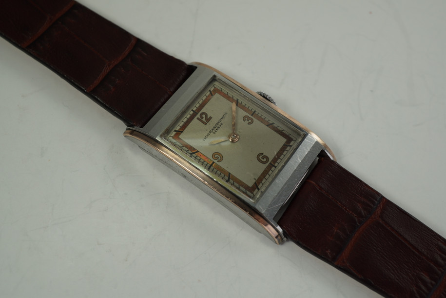 Vacheron Constantin Rectangle Watch steel & rose early 1930's vintage original for sale houston fabsuisse