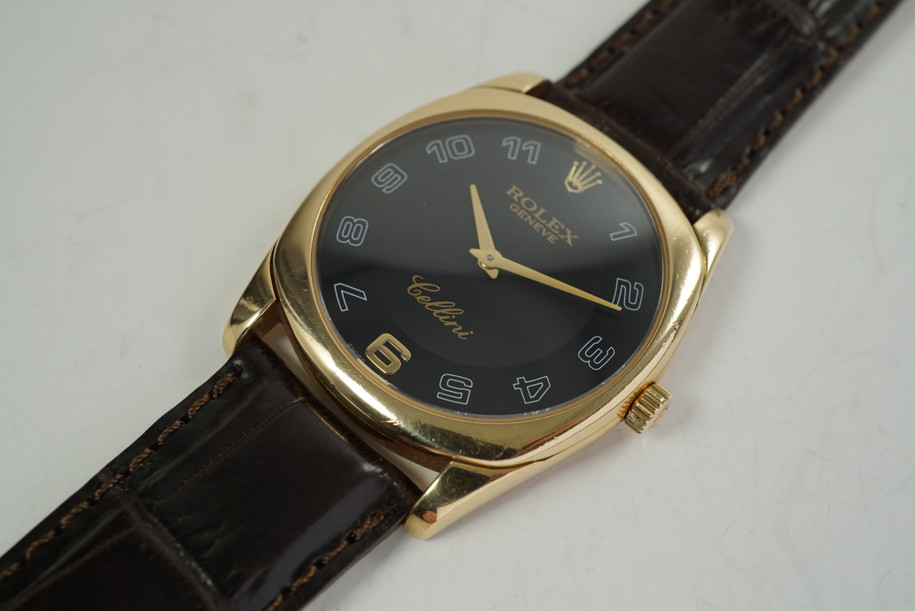 Rolex 4233 Cellini Danaos 18k yellow gold dates 1999 modern pre  owned for sale houston fabsuisse
