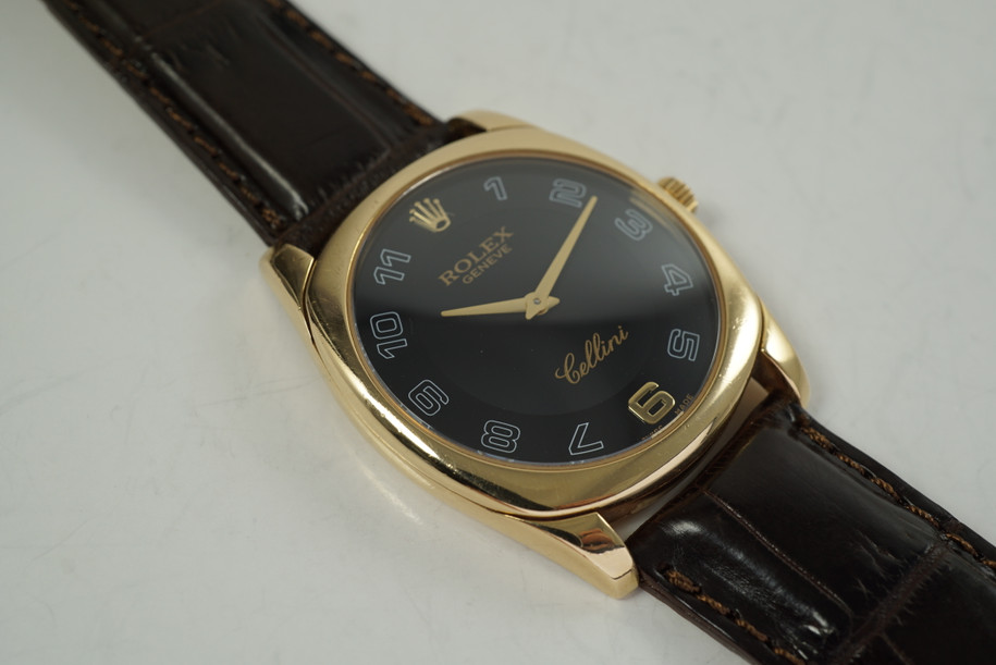 Rolex 4233 Cellini Danaos 18k yellow gold dates 1999 modern pre  owned for sale houston fabsuisse