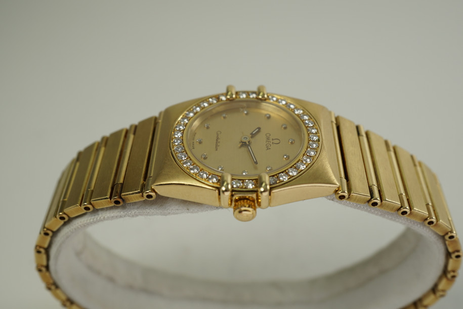 Omega 8951080.1 Constellation ladies 18k yellow gold factory diamonds w/ box  pre owned for sale houston fabsuisse