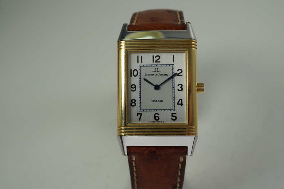 Jaeger LeCoultre 250.5.08 Reverso Classique 18k & steel box, books, card c. 2000's modern pre owned for sale houston fabsuisse