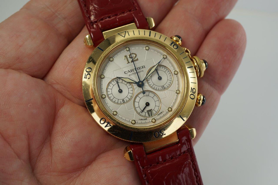 Cartier Pasha 2111 Chronograph Automatic w/ Deployment c. 1990's 