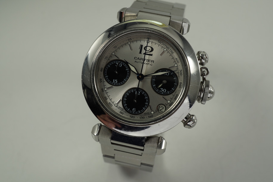 Cartier 2412 Pasha C Chronograph automatic steel c. 2000's pre owned for sale houston fabsuisse