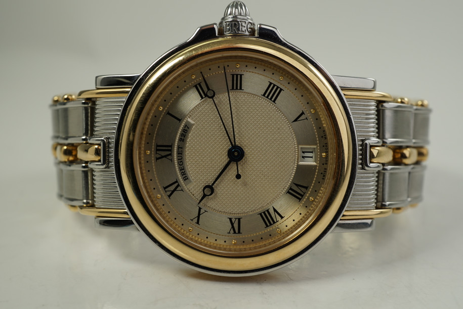 Breguet La Marine stainless steel & 18k yellow gold automatic date c. 1990's all original for sale houston fabsuisse