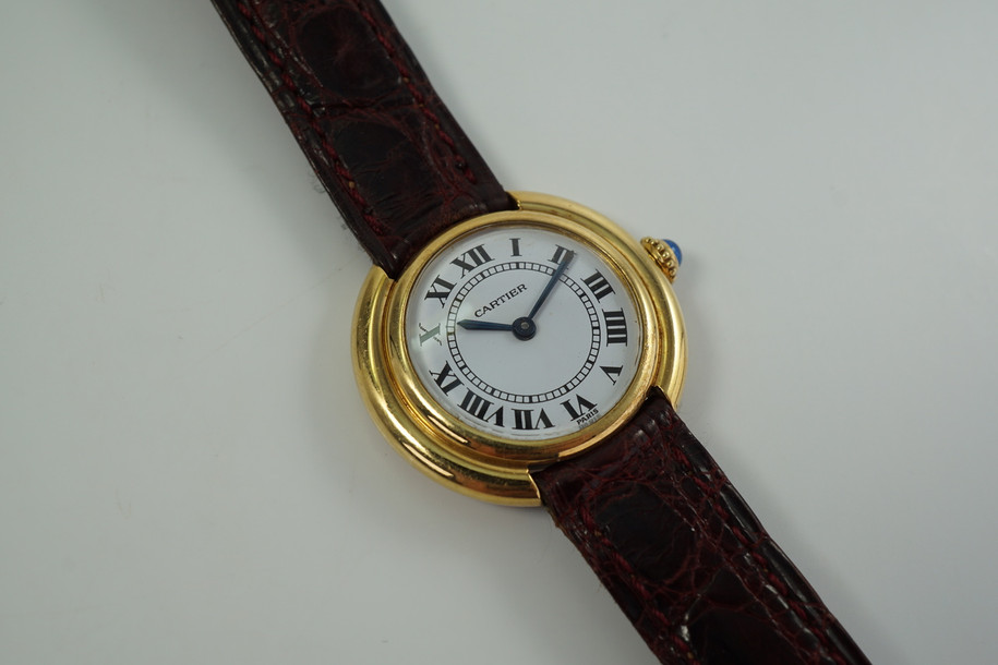 Cartier Ladies vendome w/ Brazilian import marks c. 1980's 18k yellow gold beautiful condition for sale houston fabsuisse