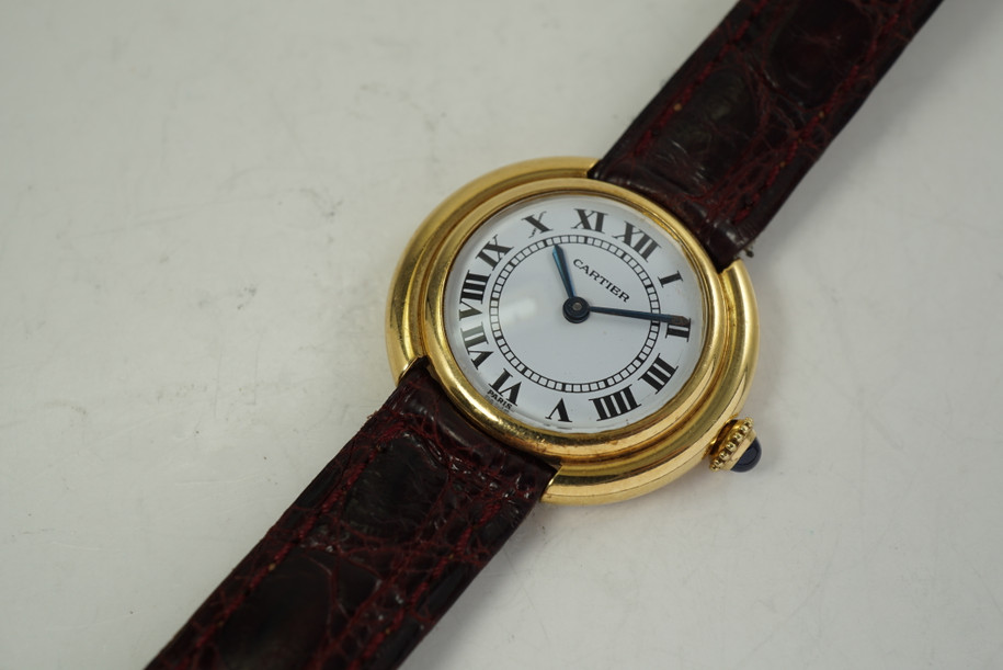 Cartier Ladies vendome w/ Brazilian import marks c. 1980's 18k yellow gold beautiful condition for sale houston fabsuisse