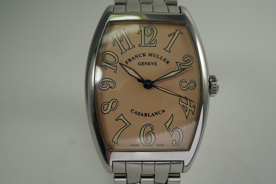 Franck Muller 2852 Casablanca Salmon dial automatic c. 2000's stainless steel modern for sale houston fabsuisse