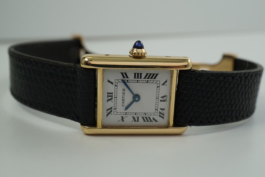 CARTIER LADIES TANK 18K YELLOW GOLD WITH CARTIER 18K DEPLOYMENT C.1980'S