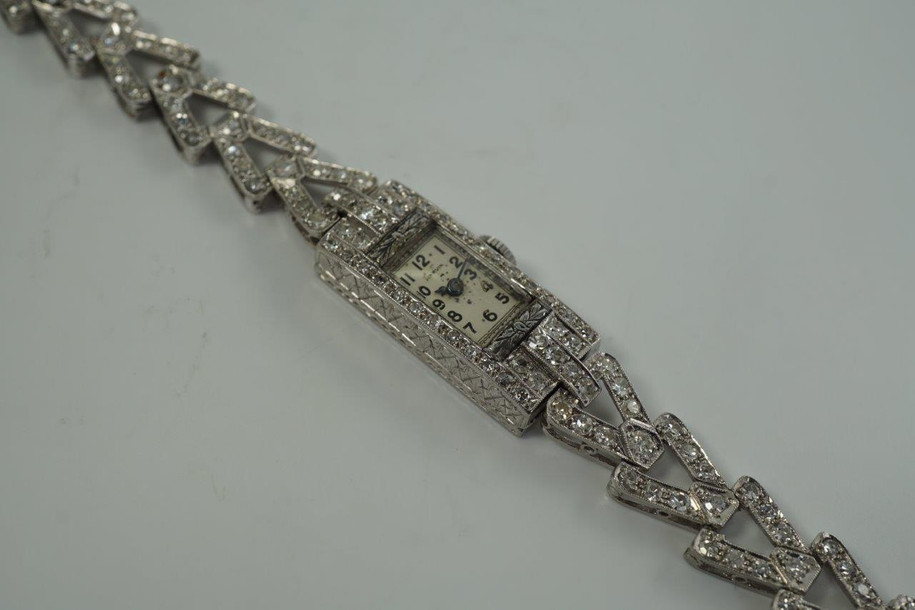 Marvin Watch Co. Platinum Ladies Art Deco Diamond Wristwatch 3 ctw c. 1930’s