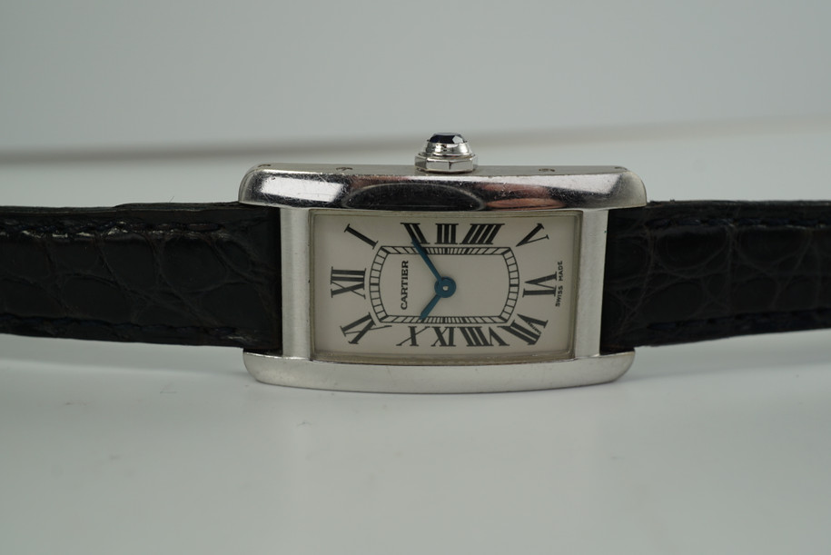 CARTIER TANK AMERICAINE 18K WHITE GOLD LADIES REF.1713 ORIGINAL STRAP c. 2000's