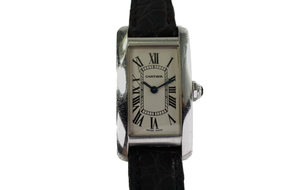 CARTIER TANK AMERICAINE 18K WHITE GOLD LADIES REF.1713 ORIGINAL STRAP c. 2000's