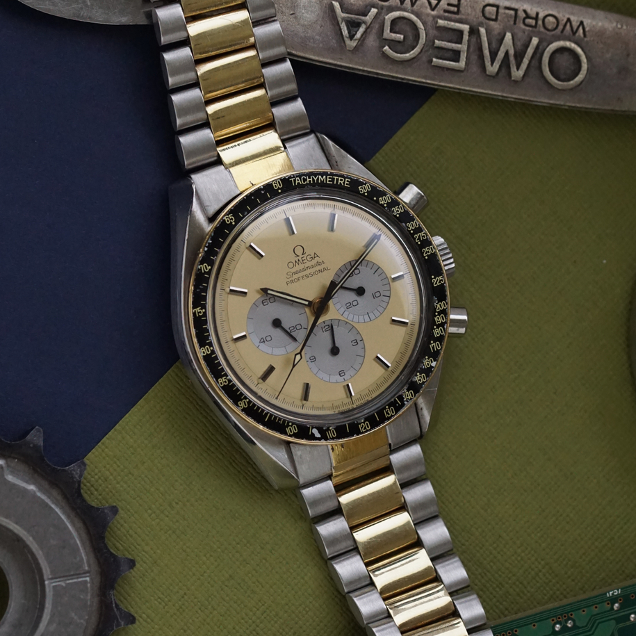 Vintage Omega Speedmaster Professional DD145.022 14k Gold Steel Rare Two Tone