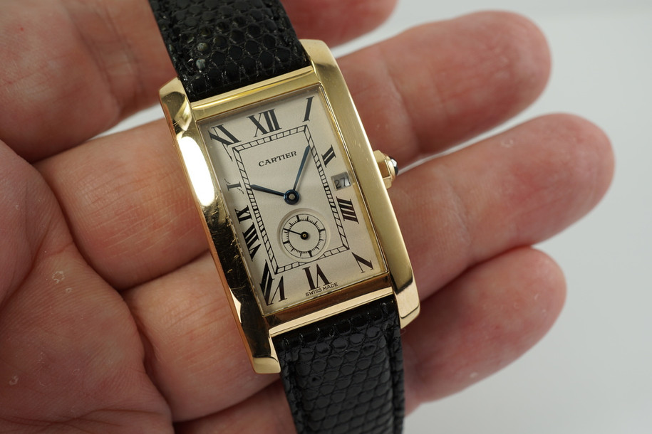  Cartier 811905 Tank Americaine 18k Yellow Gold with Cartier Deployment c. 1990’s