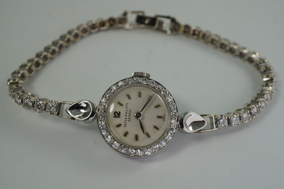 Patek Philippe Platinum and 14k Women’s Diamond Bracelet Watch c. 1950’s