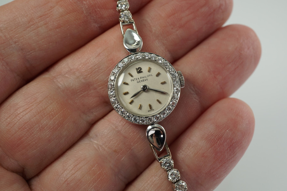 Patek Philippe Platinum and 14k Women’s Diamond Bracelet Watch c. 1950’s