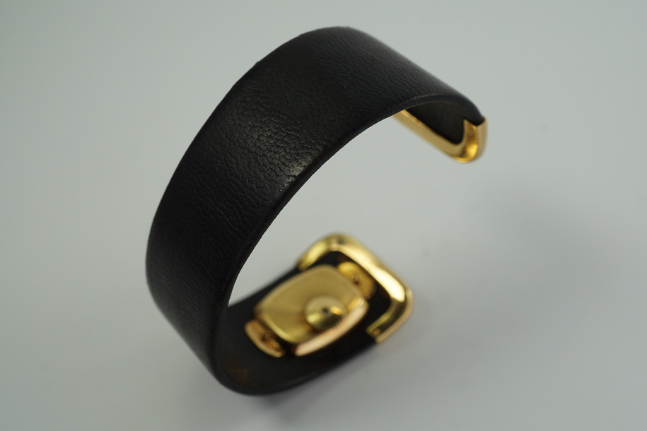 Neiman Marcus 18k Yellow Gold Ebel Leather Cuff Bracelet Watch c. 1960’s