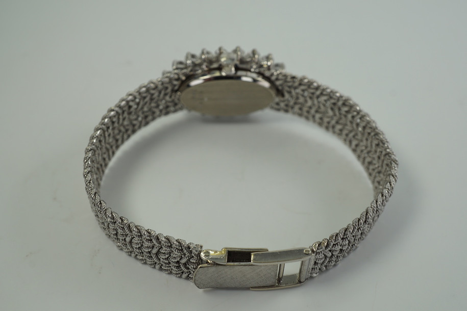 Chopard 18k White Gold Factory Diamond Bezel Ref. 5026-1 Women’s Bracelet Mesh Watch c. 1970’s