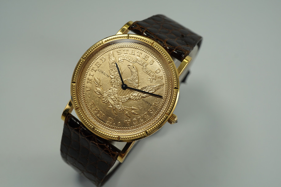 Corum 18k Yellow Gold 32mm $10 U.S. Coin Watch c. 1990’s 