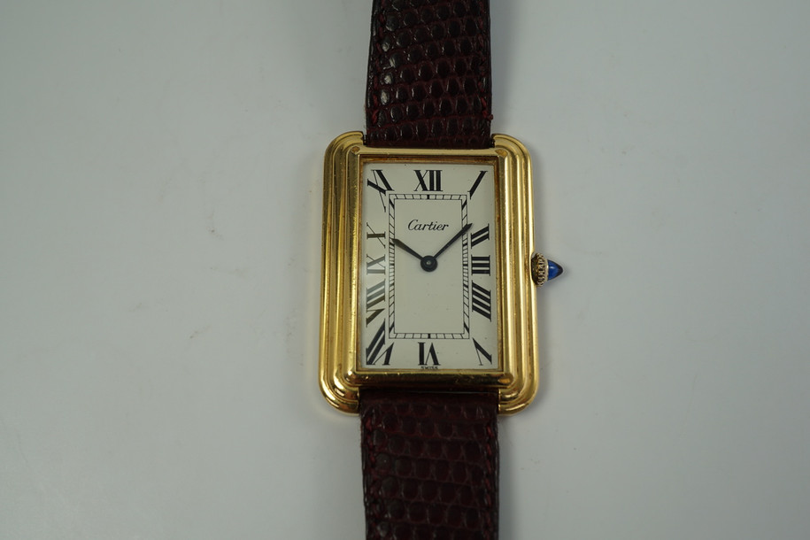 Cartier Gold Plated Tank 15716 Large Stepped Case c. 1970’s New York Edition 