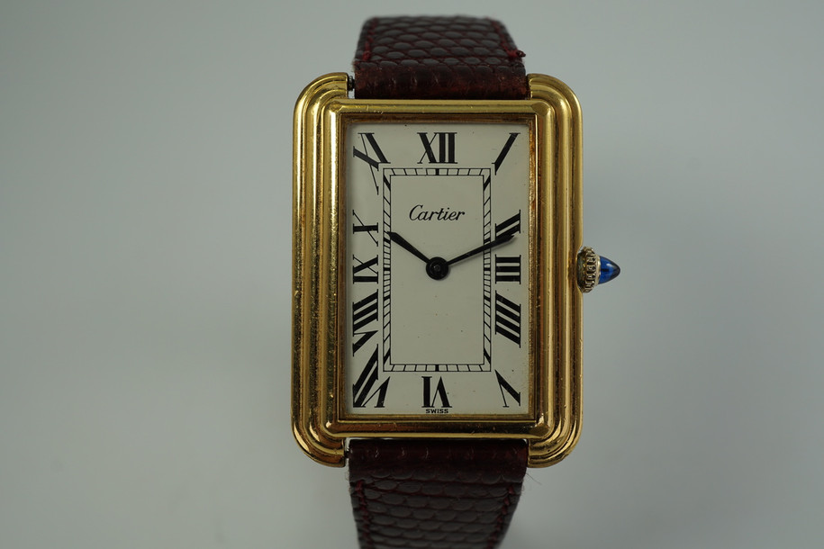 Cartier Gold Plated Tank 15716 Large Stepped Case c. 1970’s New York Edition