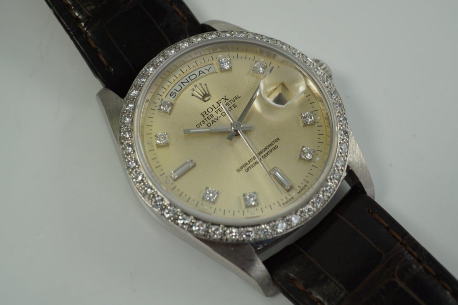 Rolex Day Date 18346 Factory Platinum Diamond Bezel & Dial c. 1991

