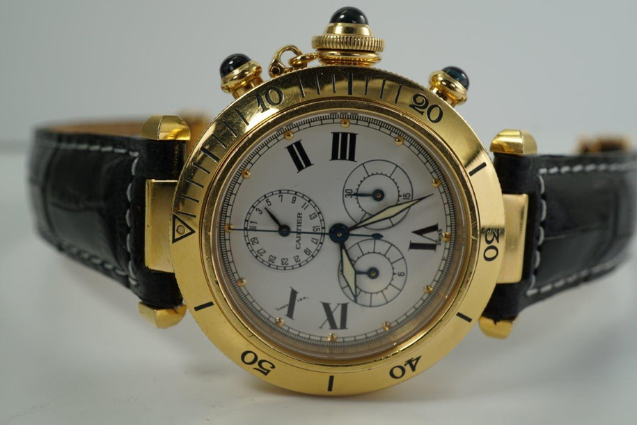 Cartier Pasha 1353 Chronograph 35mm 18k Yellow Gold c. 1994