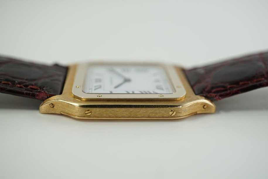 Cartier 18k Yellow and White Gold Two-Tone Bezel Santos Dumont Paris Mint Dial Ref. 15751 Rare c. 1990’s